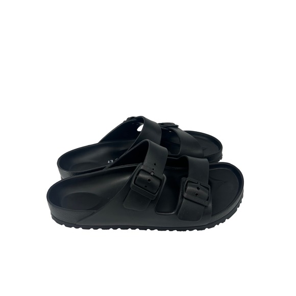 Birkenstock Rubber Black Sandals Adjustable Buckle Slides Comfort Size 43 - Picture 2 of 6